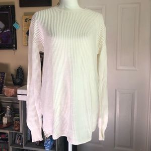 NWOT white knit sweater with zip detail